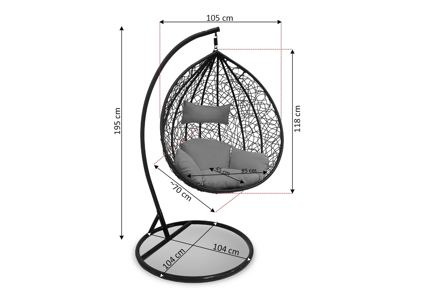 Silla Mecedora Gris. Cesta Colgante. Muebles de Jardin y Terraza - Image 3