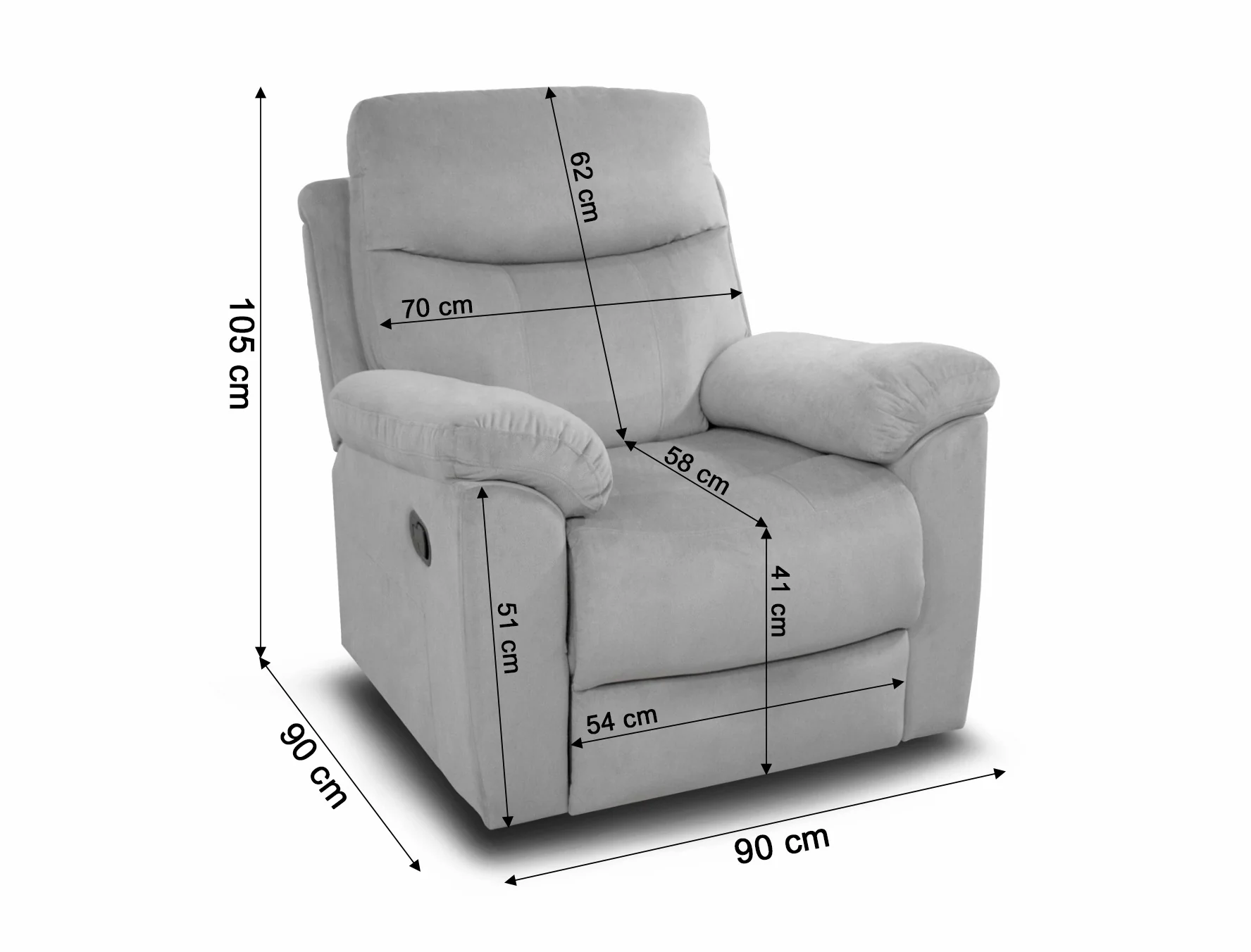 Sillon Reclinable Manual Texas 1 Plaza Gris - Image 3