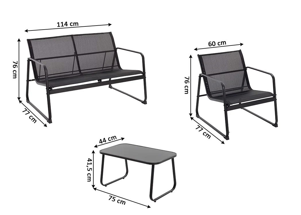 Sofa + 2 Sillas + Mesa de Cristal Templado CDS. Muebles de Jardin y Terraza - Image 3