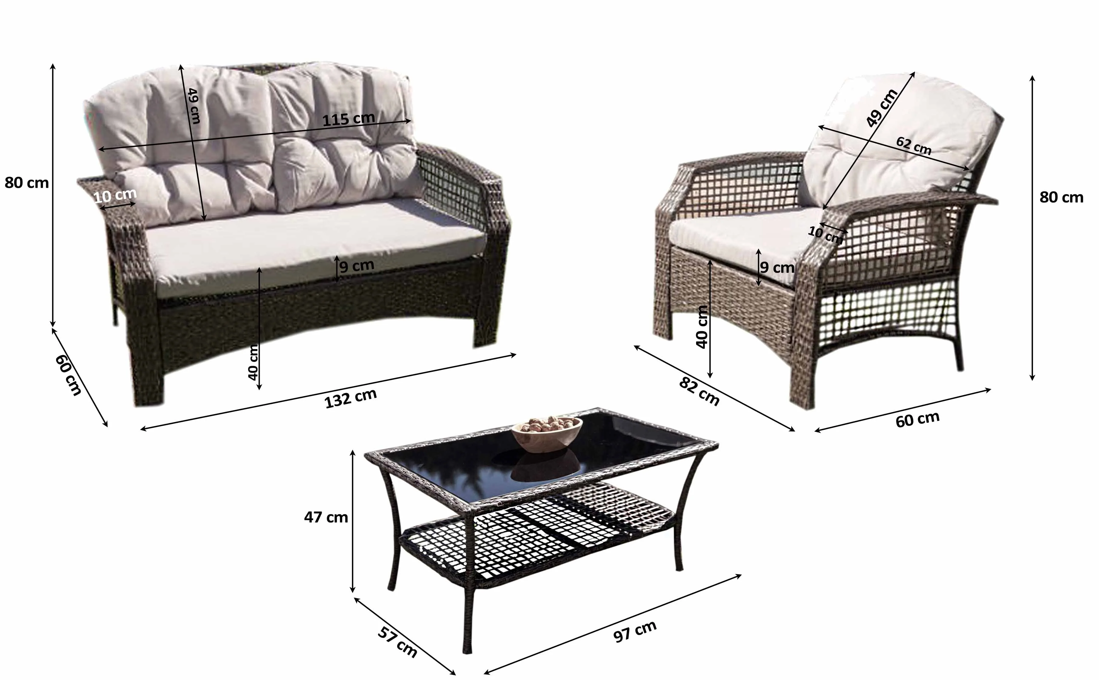 Sofa + 2 Sillas + Mesa. Muebles de Jardin y Terraza de Ratan PE - Image 3