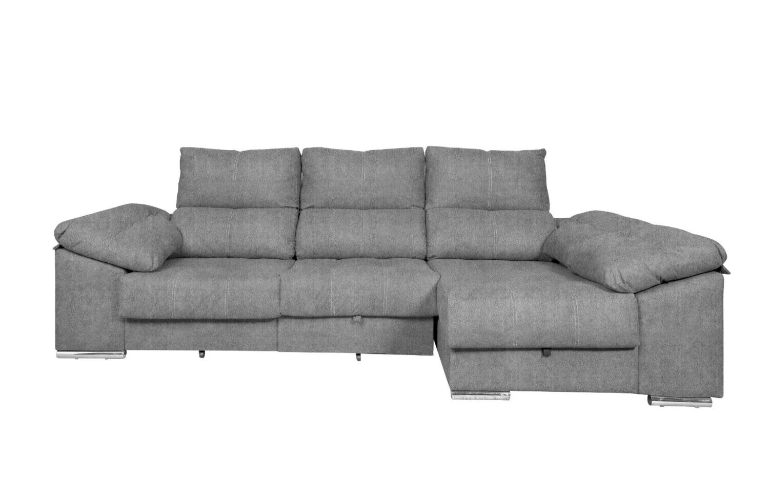 Sofa Cama Chaise Longue Yago 275cm. Reclinable, con Arcon +2 pufs - Image 11