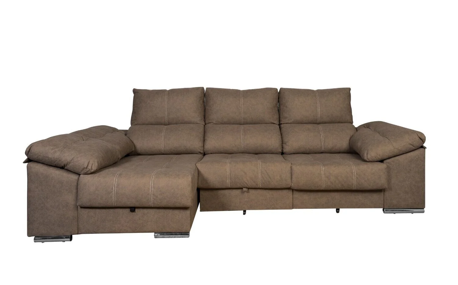 Sofa Cama Chaise Longue Yago 275cm. Reclinable, con Arcon +2 pufs - Image 12