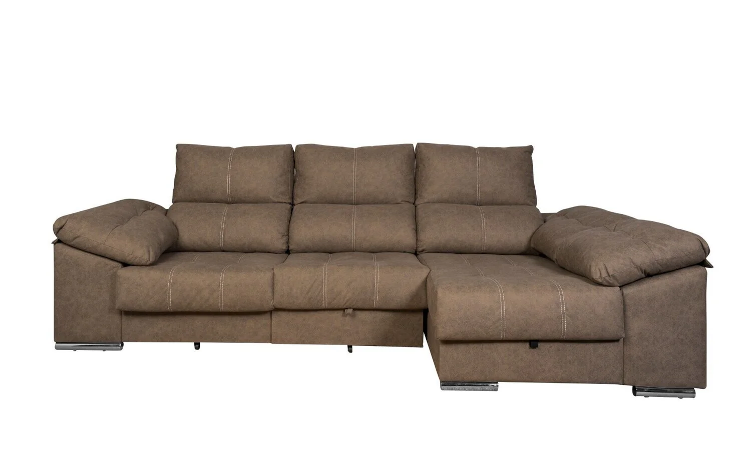 Sofa Cama Chaise Longue Yago 275cm. Reclinable, con Arcon +2 pufs - Image 13