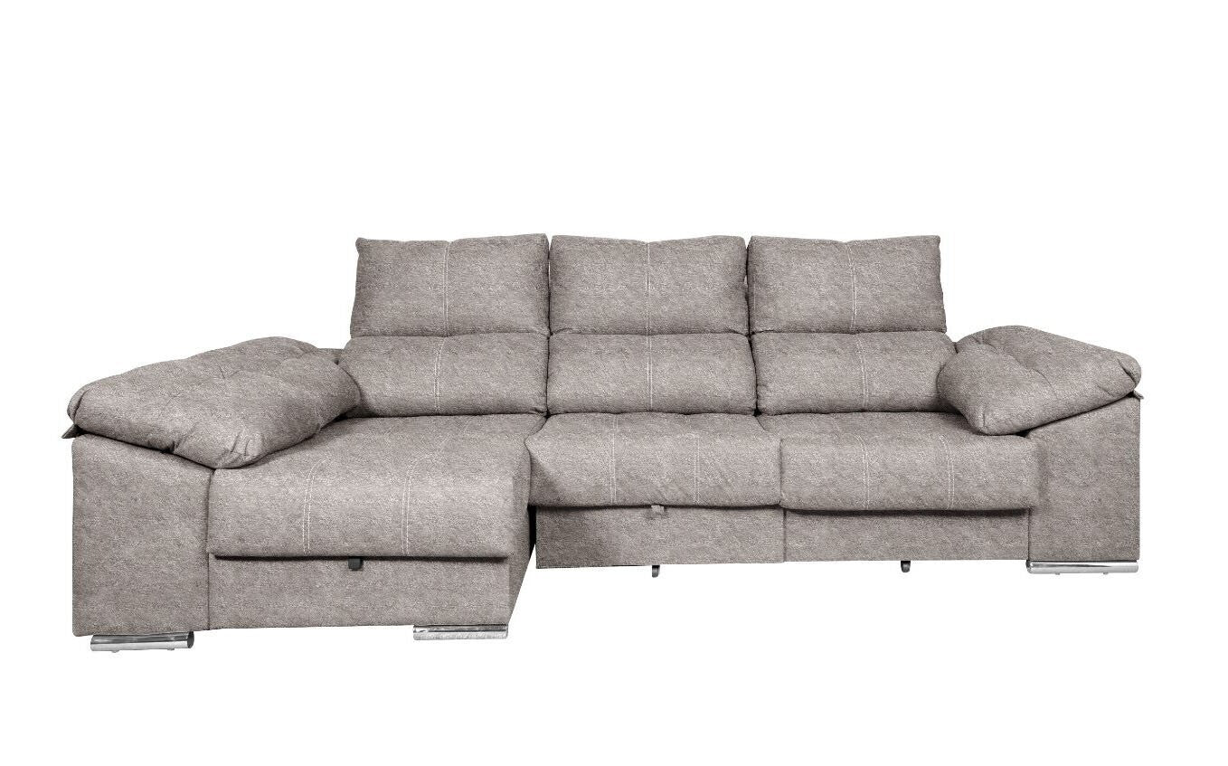 Sofa Cama Chaise Longue Yago 275cm. Reclinable, con Arcon +2 pufs - Image 16