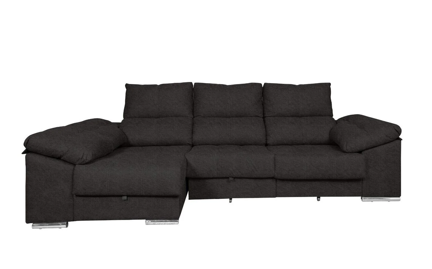 Sofa Cama Chaise Longue Yago 275cm. Reclinable, con Arcon +2 pufs - Image 18
