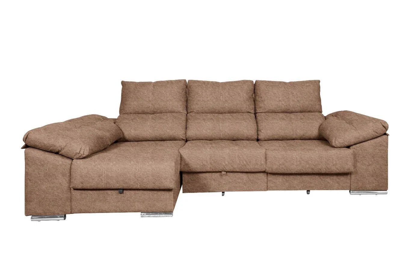 Sofa Cama Chaise Longue Yago 275cm. Reclinable, con Arcon +2 pufs - Image 20