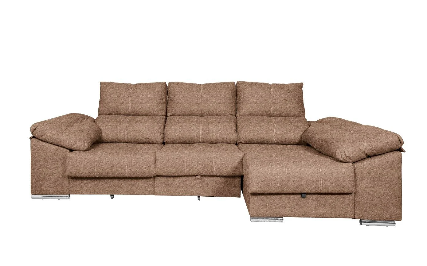 Sofa Cama Chaise Longue Yago 275cm. Reclinable, con Arcon +2 pufs - Image 21