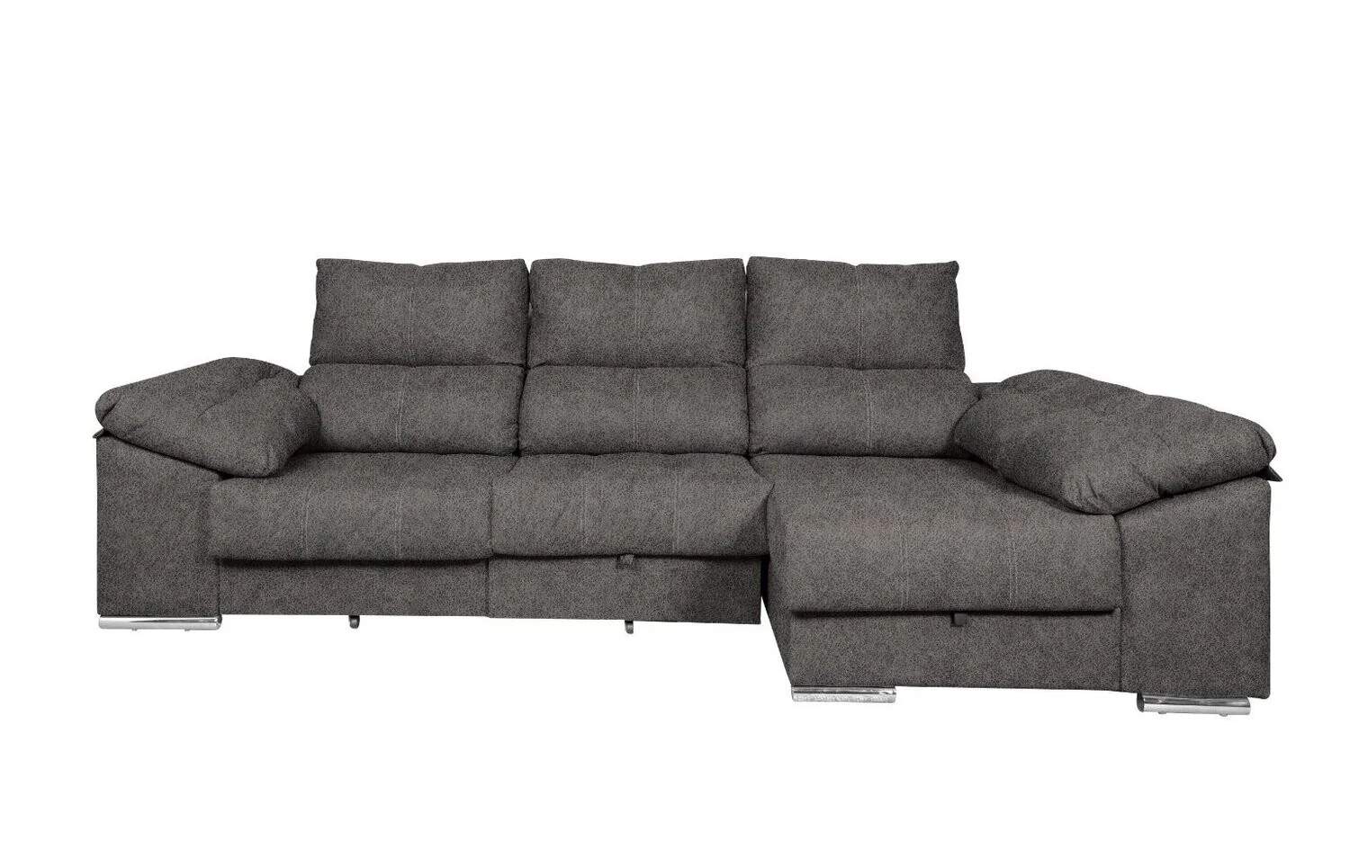 Sofa Cama Chaise Longue Yago 275cm. Reclinable, con Arcon +2 pufs - Image 23