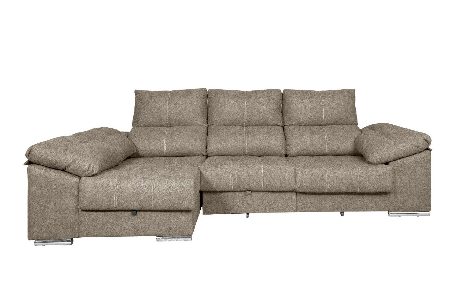 Sofa Cama Chaise Longue Yago 275cm. Reclinable, con Arcon +2 pufs - Image 26