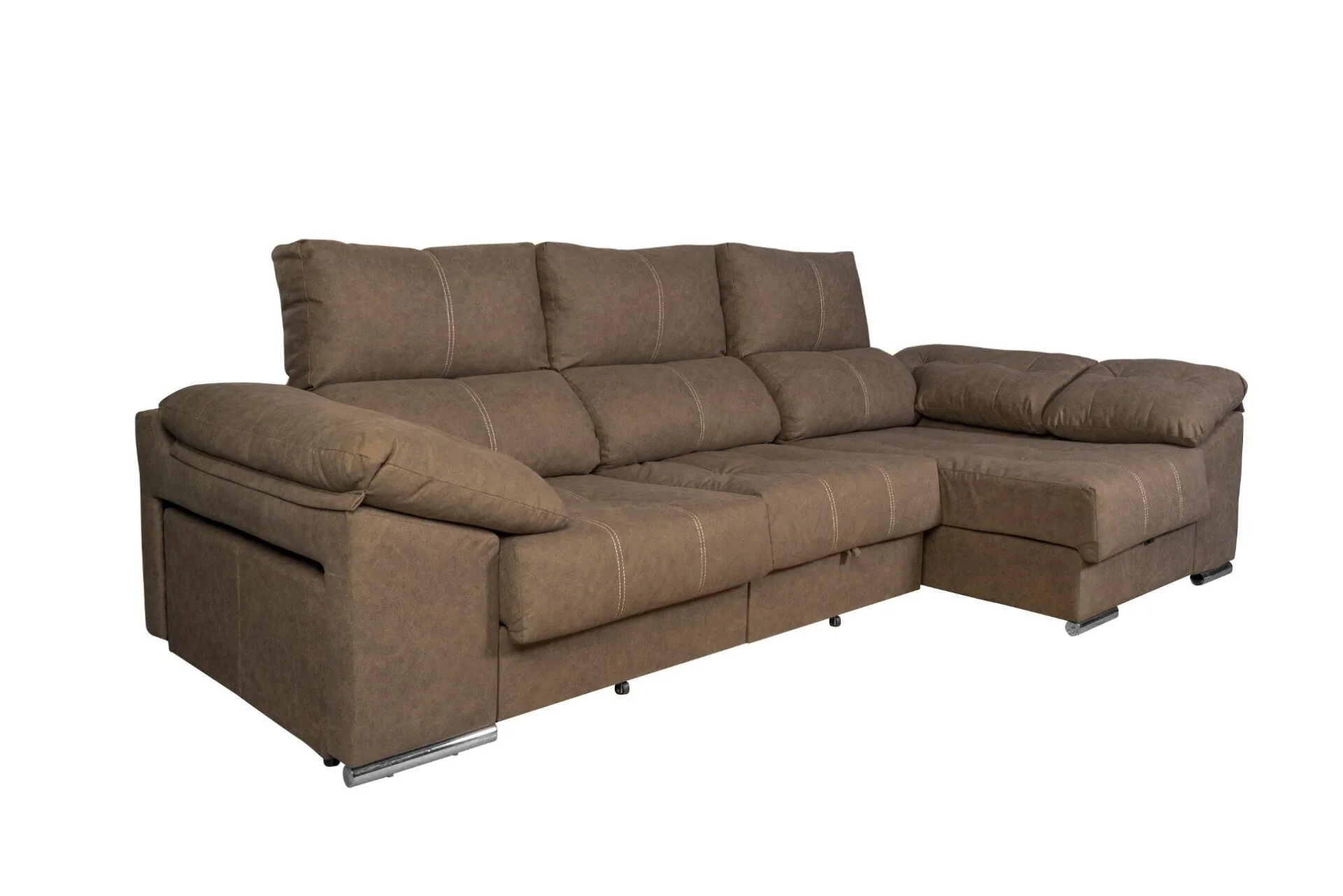 Sofa Cama Chaise Longue Yago 275cm. Reclinable, con Arcon +2 pufs - Image 5
