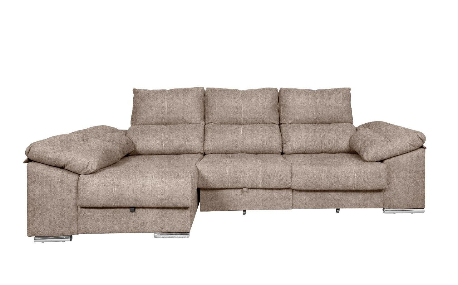 Sofa Cama Chaise Longue Yago 275cm. Reclinable, con Arcon +2 pufs - Image 6