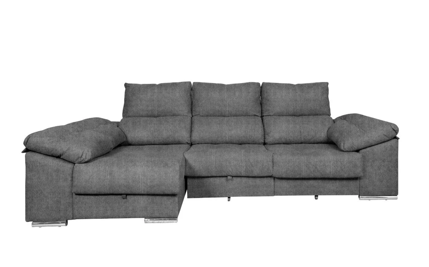 Sofa Cama Chaise Longue Yago 275cm. Reclinable, con Arcon +2 pufs - Image 8
