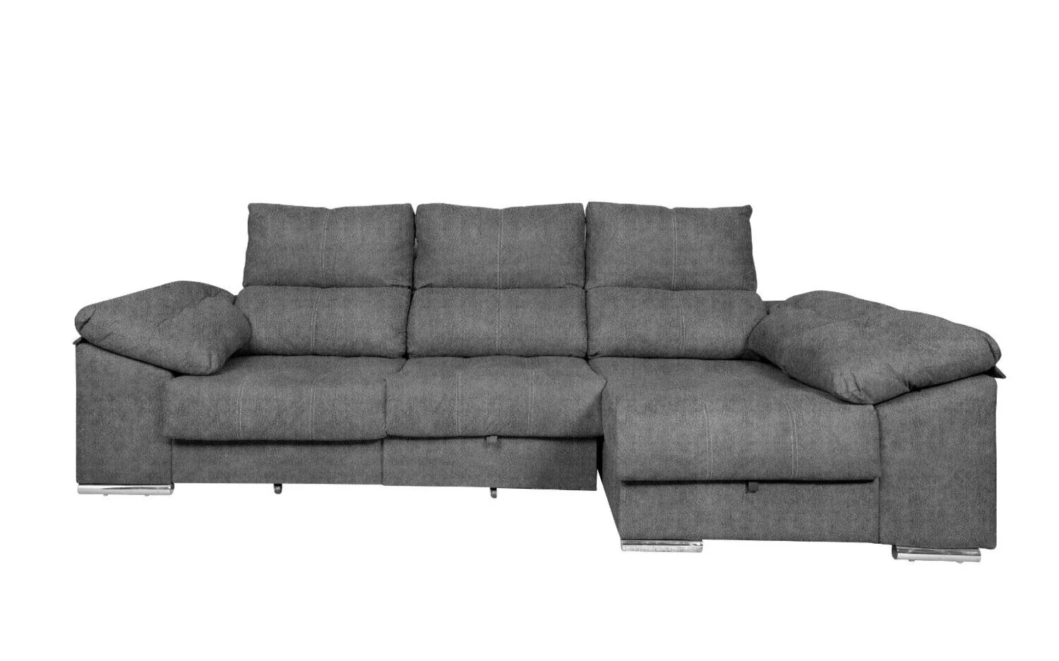Sofa Cama Chaise Longue Yago 275cm. Reclinable, con Arcon +2 pufs - Image 9