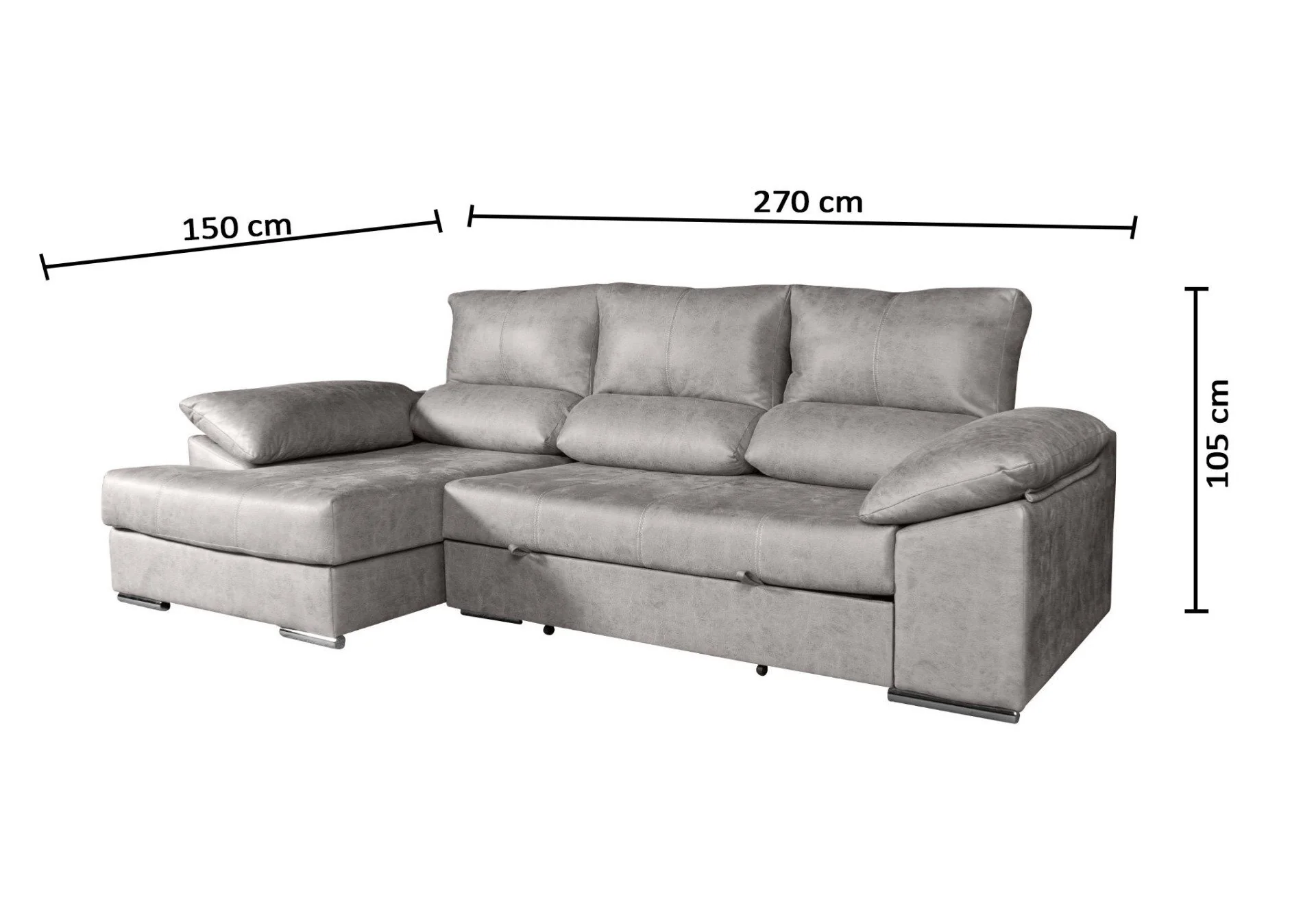 Sofa Cama Chaise Longue Daniel 270cm - Image 3