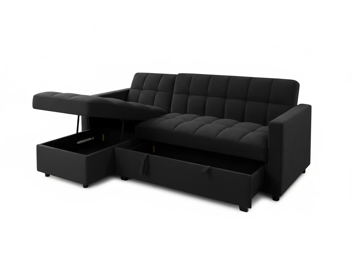 Sofa Cama Chaise Longue Kris 210cm Negro - Image 2