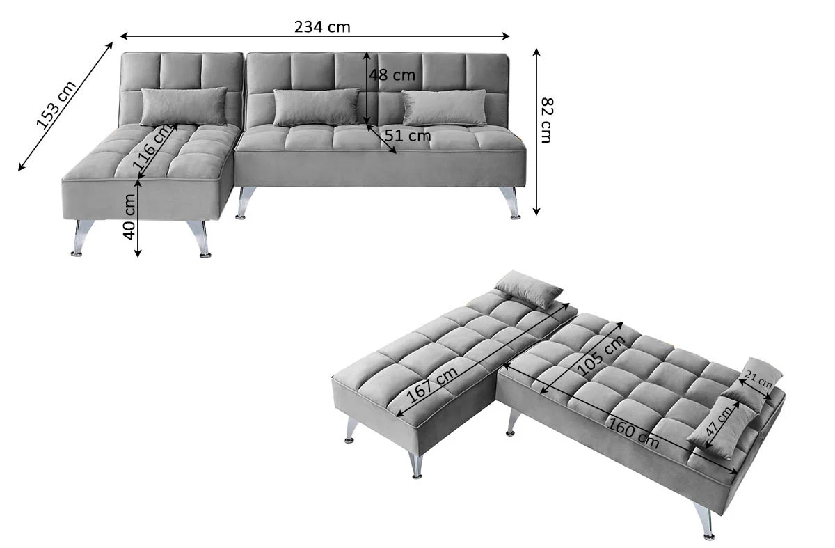 Sofa Cama Chaise Longue Noelia XL 234cm - Image 3