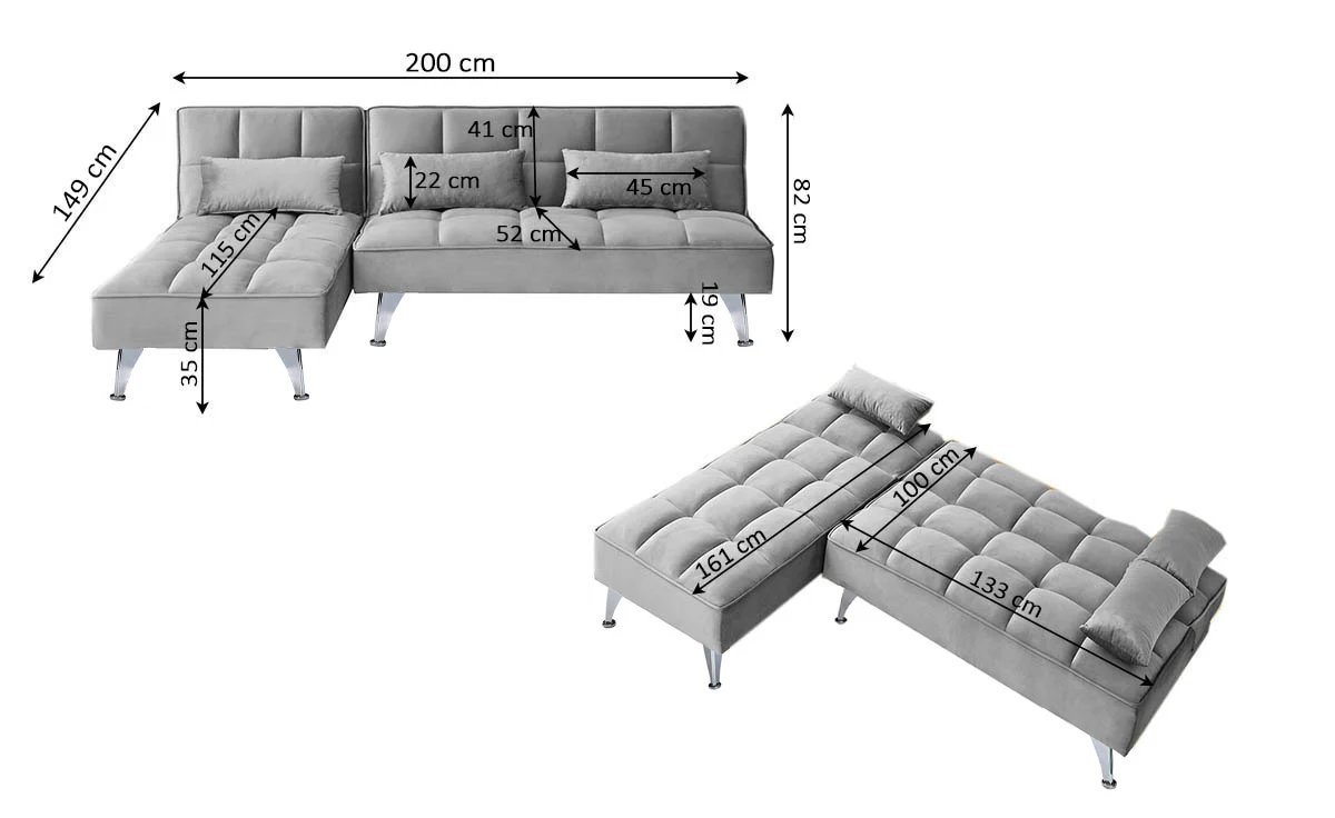 Sofa Cama Chaise Longue Noelia XS 200cm - Image 3