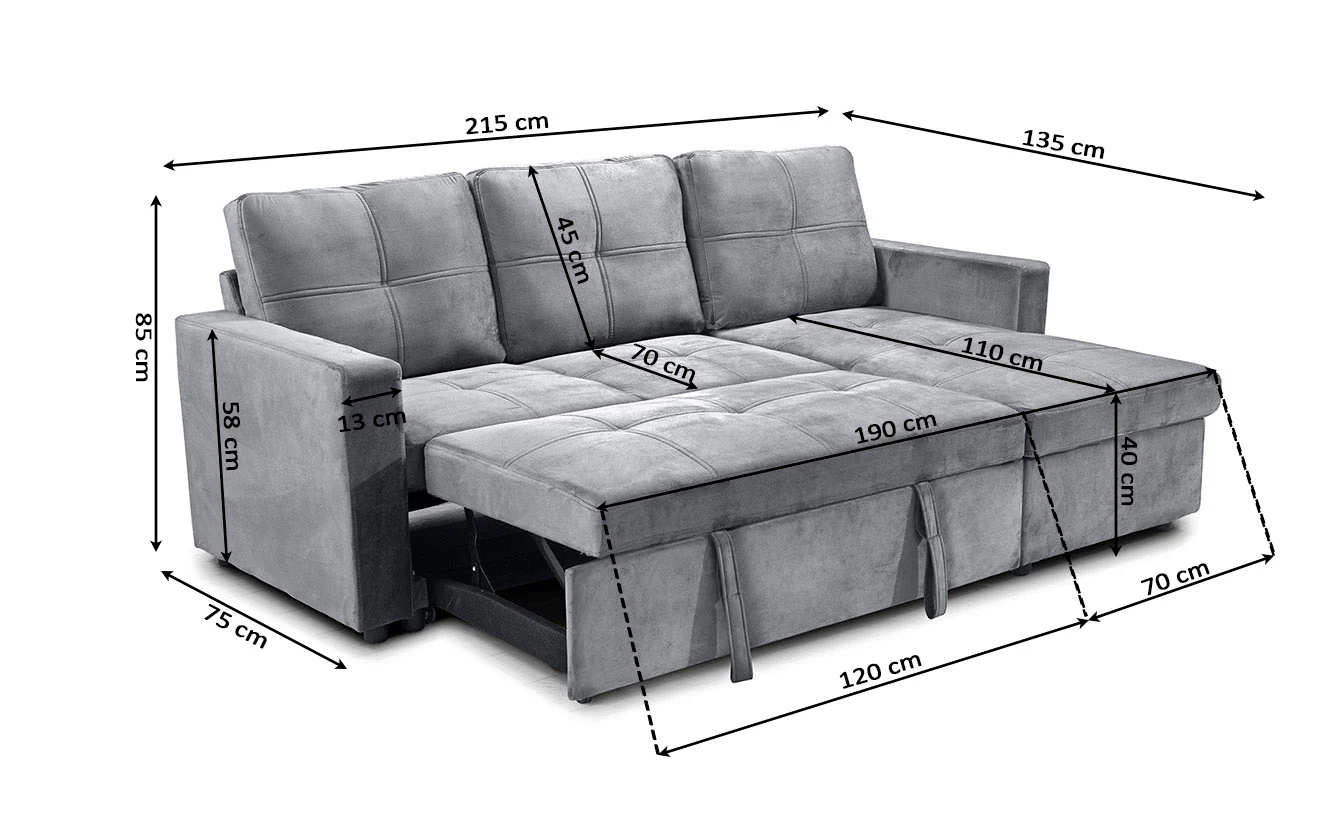 Sofa Cama Chaise Longue Pau 215cm - Image 3