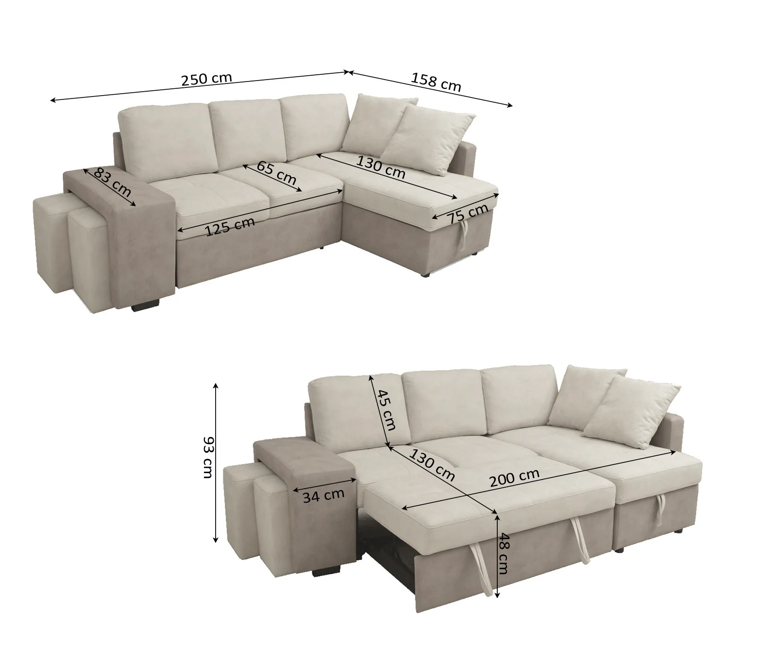 Sofa Cama Chaise Longue Stacy 250cm - Image 3