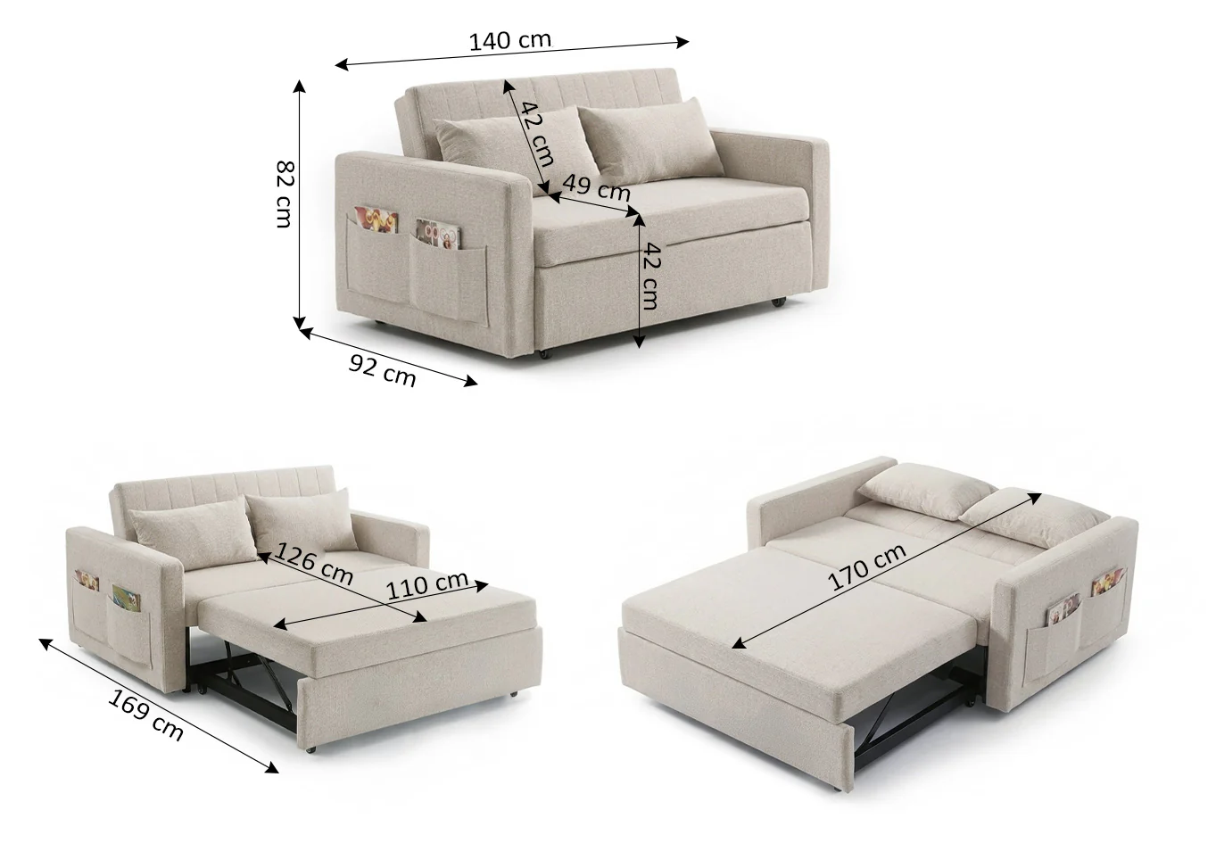 Sofa Cama de Matrimonio Tarantino 140cm - Image 3