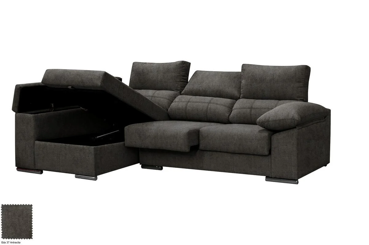 Sofa Chaise Longue Silver 260cm. Reclinable, con Arcon - Image 14
