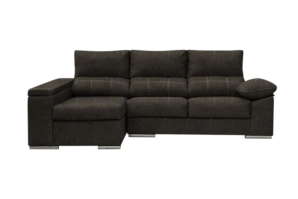 Sofa Chaise Longue Silver 260cm. Reclinable, con Arcon - Image 4