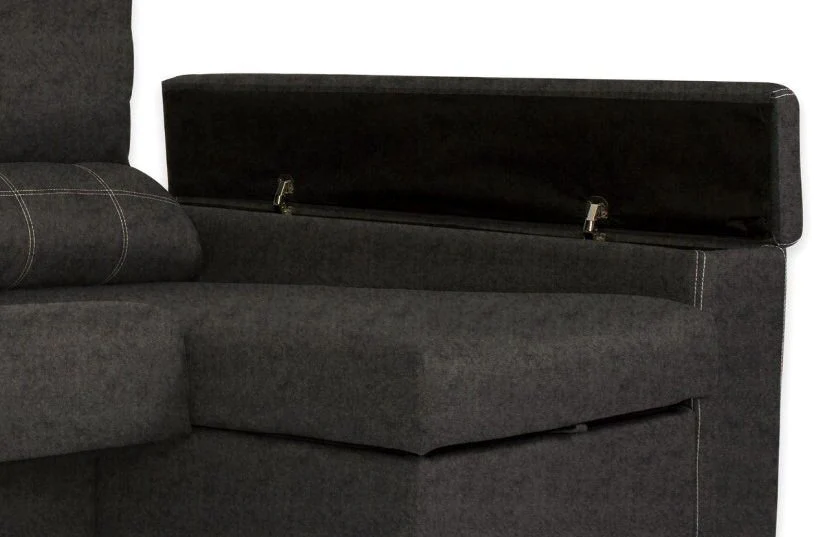 Sofa Chaise Longue Silver 260cm. Reclinable, con Arcon - Image 5