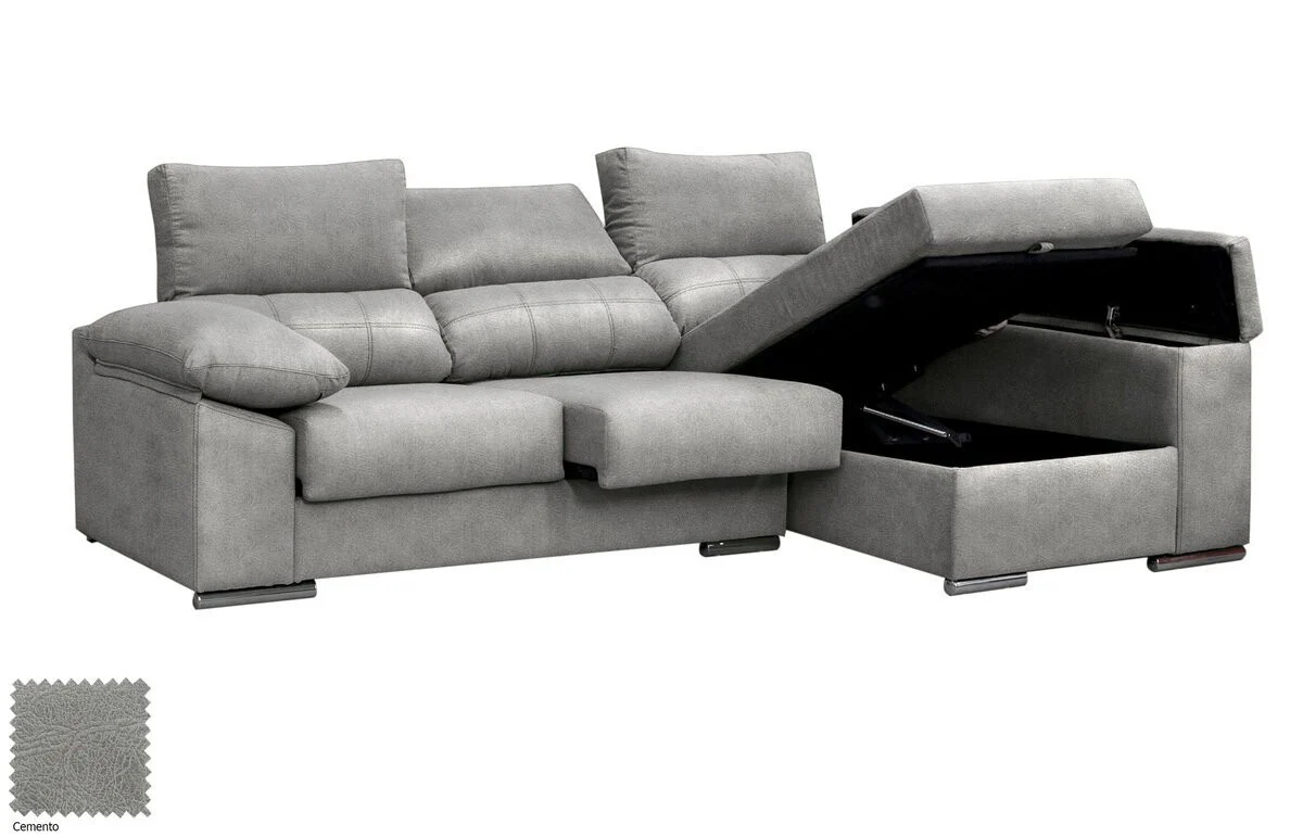 Sofa Chaise Longue Silver 260cm. Reclinable, con Arcon - Image 9