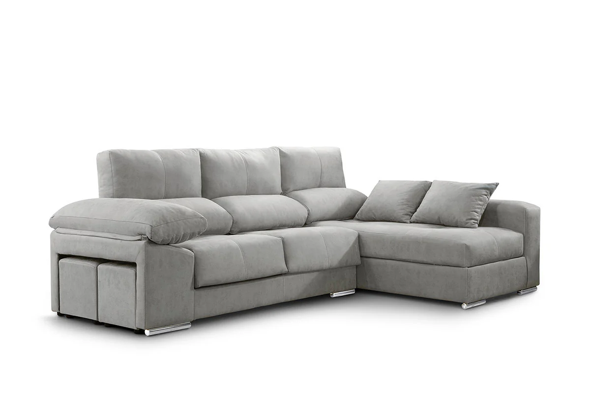 Sofa Chaise Longue Copi 280cm. Reclinable, +2 pufs - Image 4