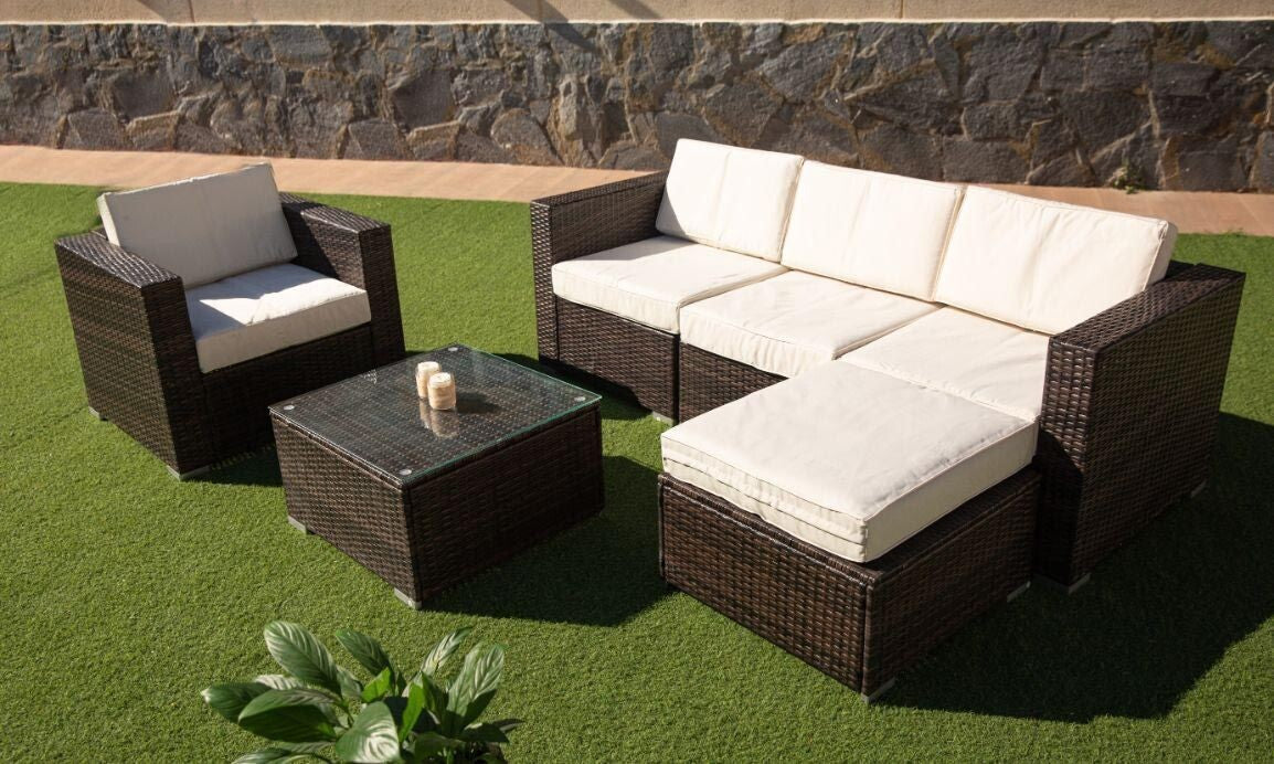 Sofa Chaise Longue + Sillon + Mesa de Ratan PE. Muebles de Jardin y Terraza - Image 6