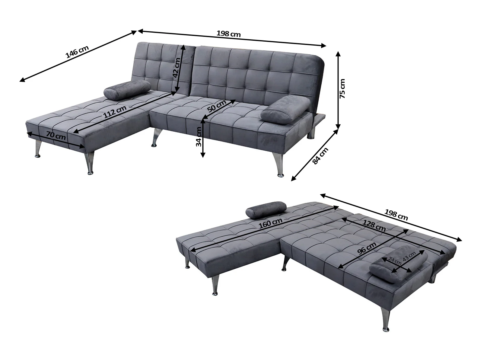 Sofa Cama Chaise Longue Keren XS 198cm - Image 3