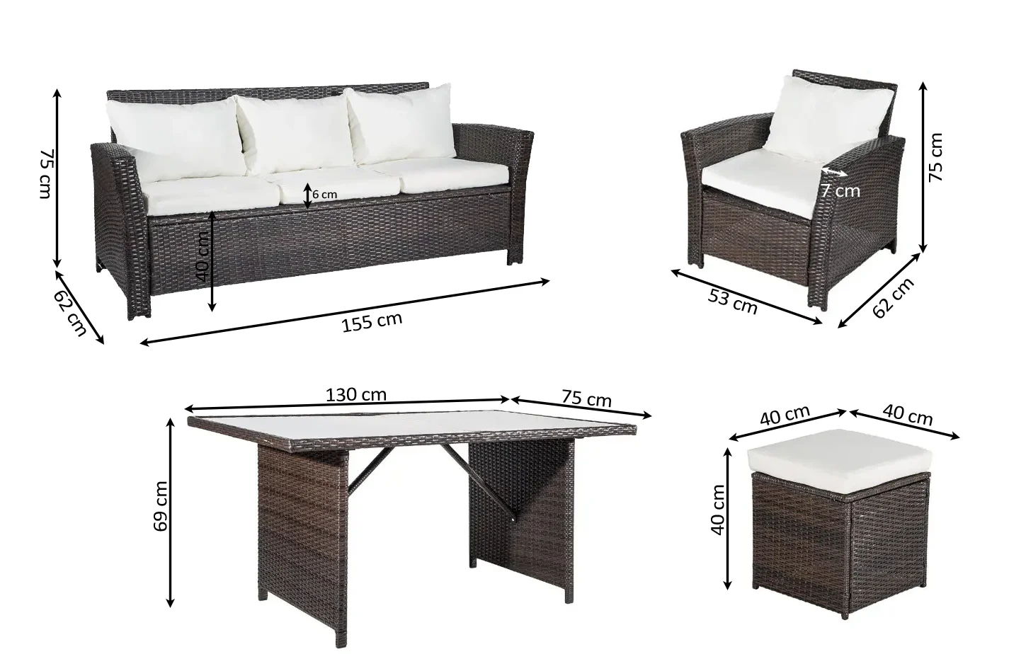 Sofa + Mesa + 2 Sillones+ 2 pufs de Ratan PE. Muebles de Jardin y Terraza - Image 3