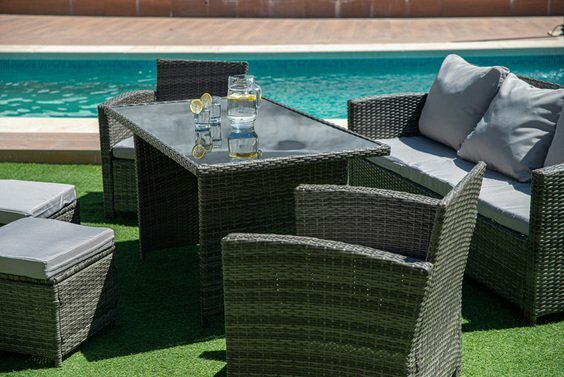 Sofa + Mesa + 2 Sillones+ 2 pufs de Ratan PE. Muebles de Jardin y Terraza - Image 4