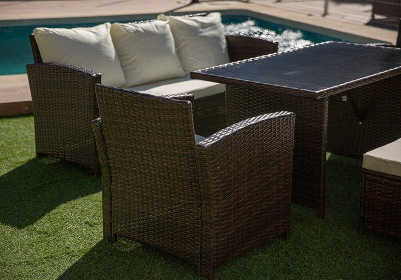 Sofa + Mesa + 2 Sillones+ 2 pufs de Ratan PE. Muebles de Jardin y Terraza - Image 5