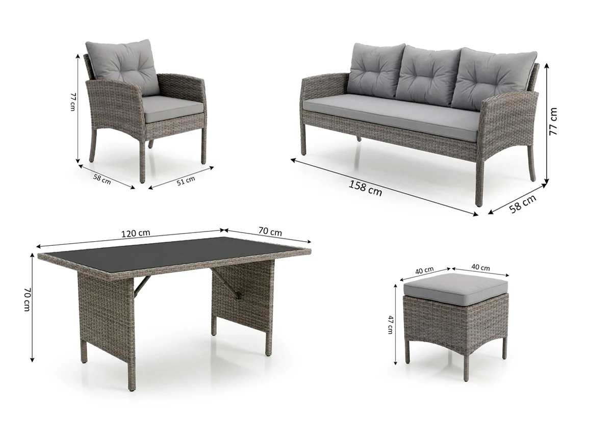 Sofa + Mesa + 2 Sillones + 2 pufs Ratan PE Sebas. Muebles de Jardin y Terraza - Image 3