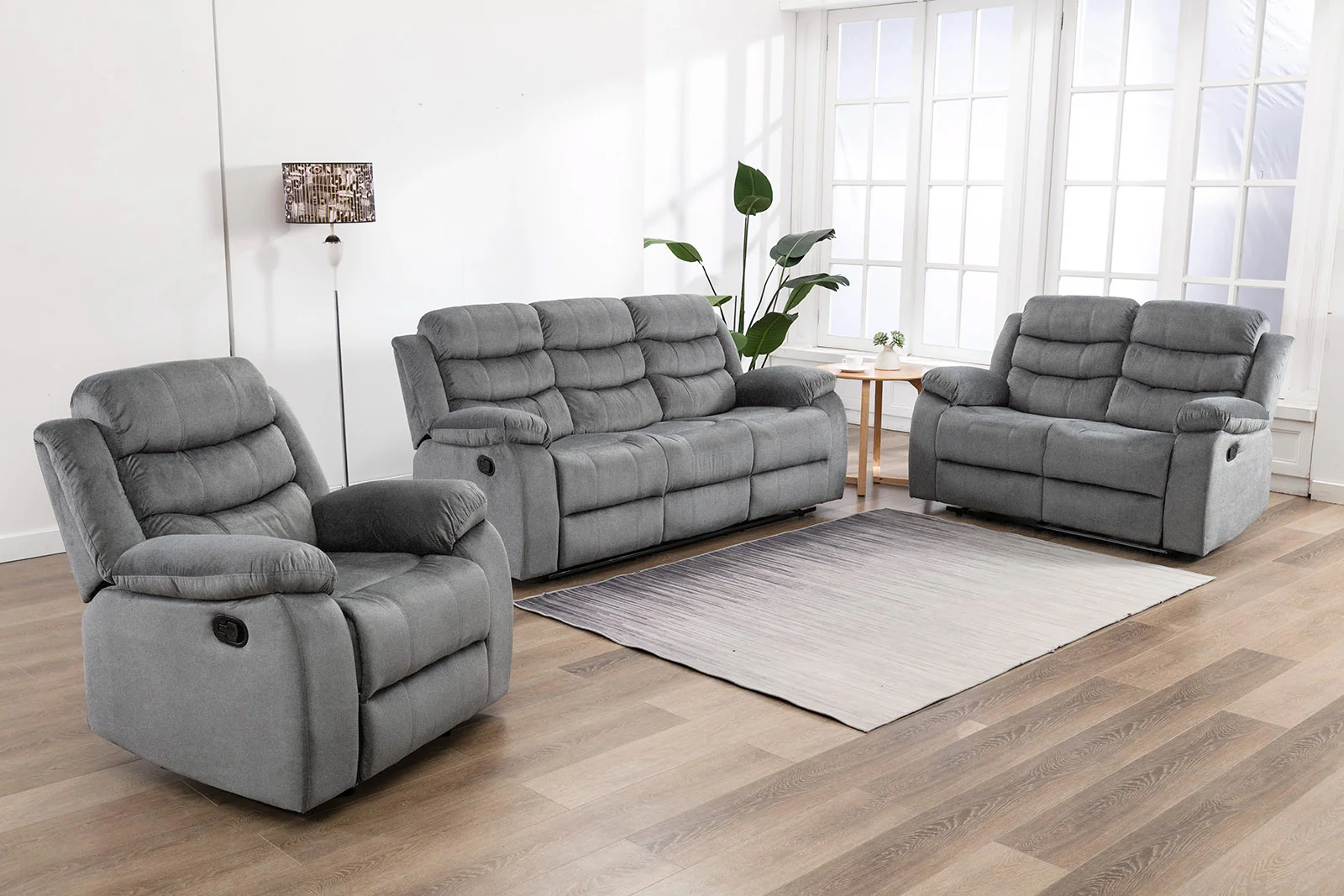 Sofa Reclinable Manual Houston 3 Plazas Gris - Image 6