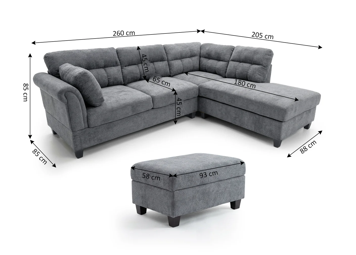 Sofa Rinconera Dama + Ottoman 260cm - Image 3