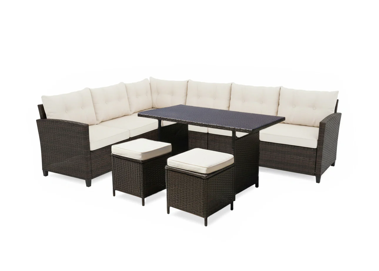 Sofa Rinconera Laia + Mesa + 2 puffs de Ratan PE. Muebles de Jardin y Terraza - Image 2