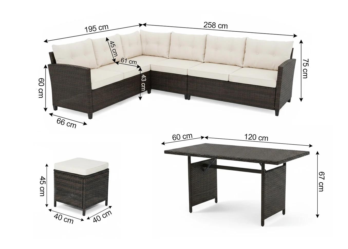 Sofa Rinconera Laia + Mesa + 2 puffs de Ratan PE. Muebles de Jardin y Terraza - Image 3