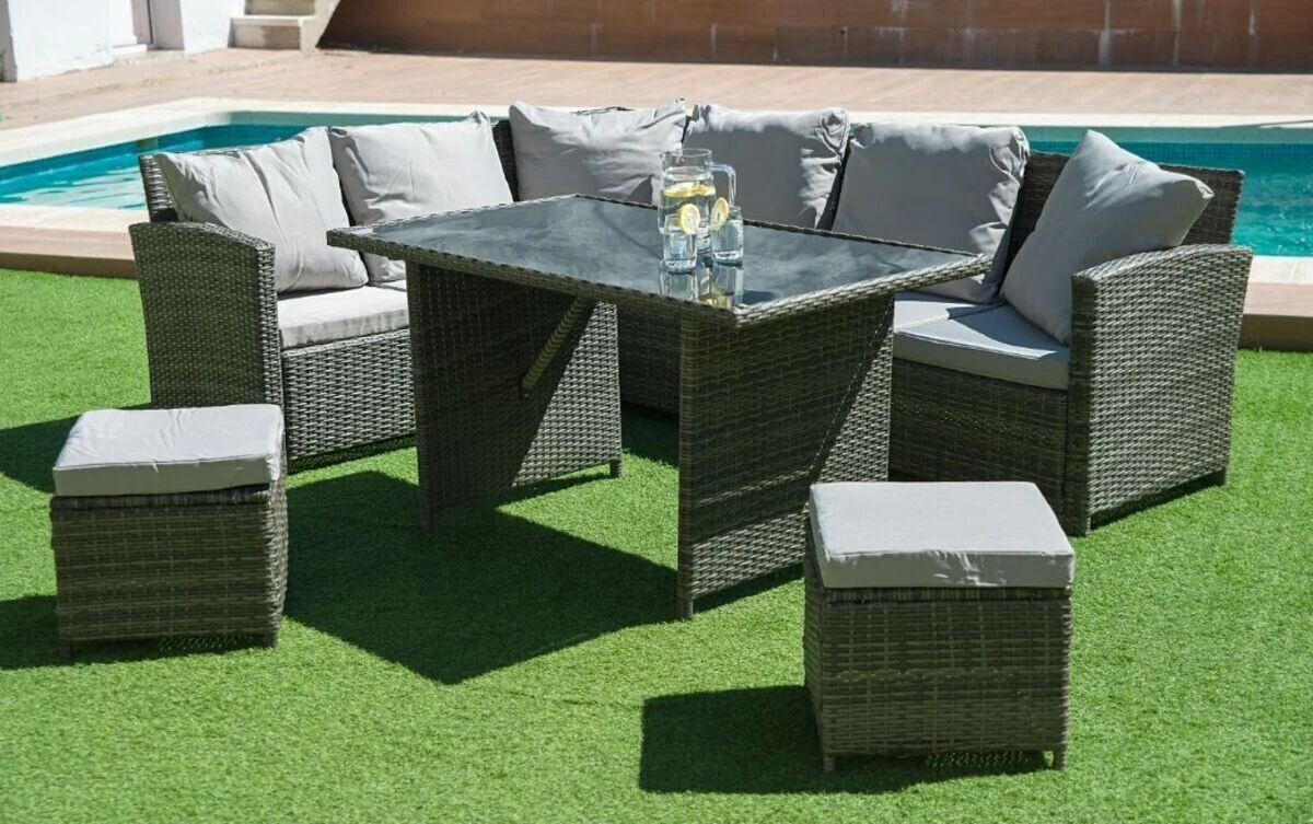 Sofa Rinconera + Mesa + 2 puffs de Ratan PE. Muebles de Jardin y Terraza - Image 10