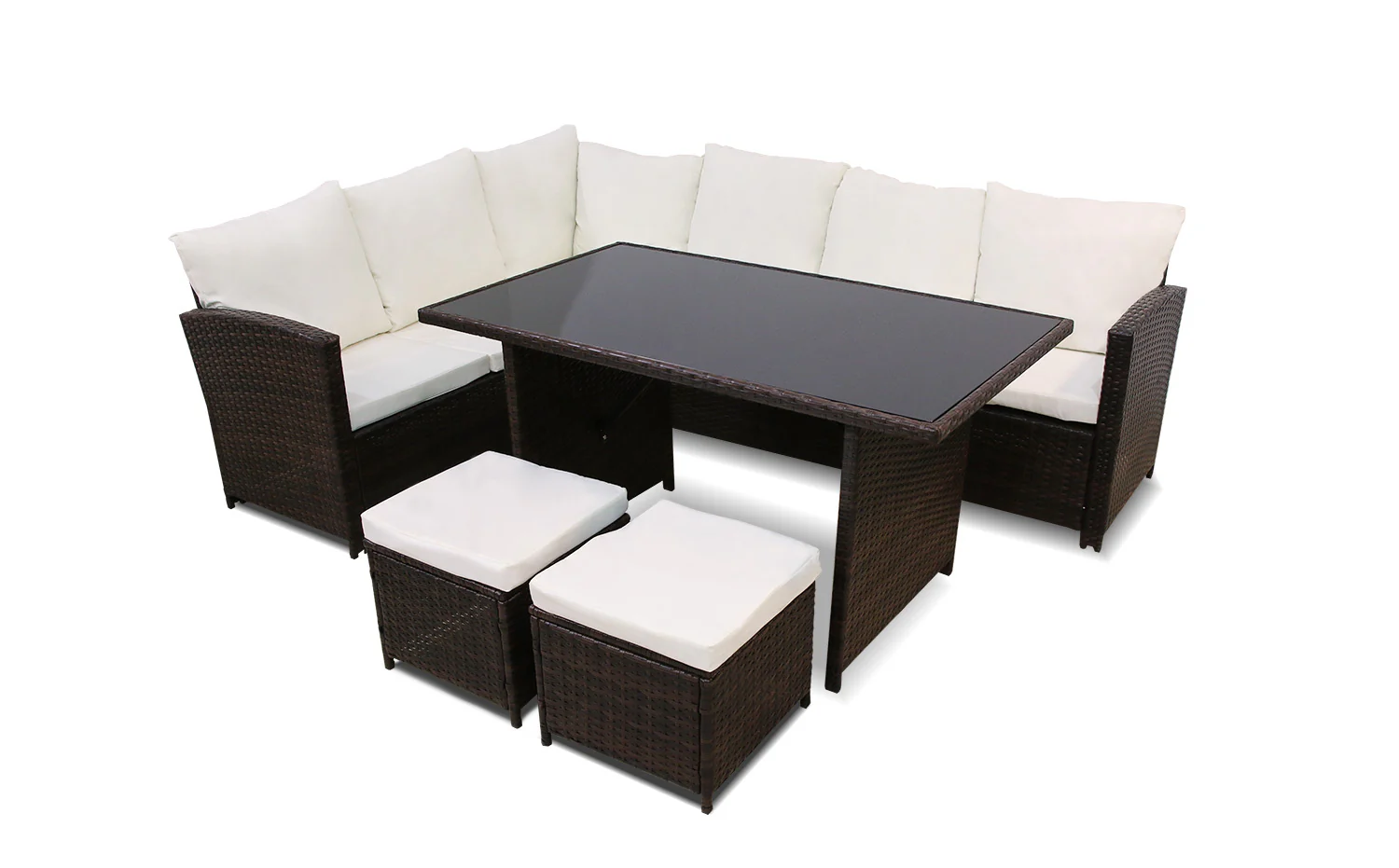 Sofa Rinconera + Mesa + 2 puffs de Ratan PE. Muebles de Jardin y Terraza - Image 5