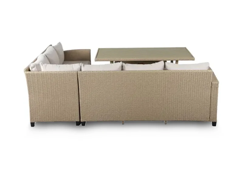 Sofa Rinconera + Mesa de Ratan PE Marron. Muebles de Jardin y Terraza - Image 7